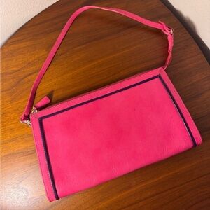 Tusk Leather Pink Wristlet Shoulder Bag